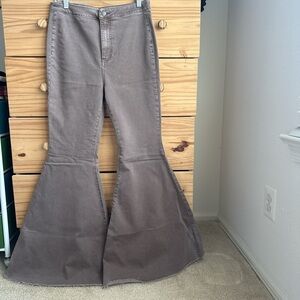 Free People Brown Wide Leg Flare Jeans